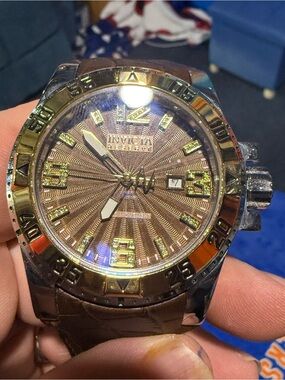 Mens Invicta Reserve 50mm Leather Reserve Excursion Diamond Watch 42628